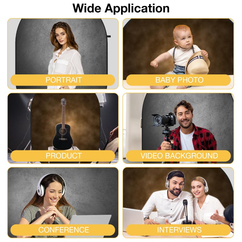 Kate Collapsible Backdrop Pop Up Photography Backdrops Grey&Brown Portable Background for Headshot, for Portrait Photography, 5x6.5ft - Image 5